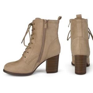 Women’s Stacked-Heel Lace-Up Booties